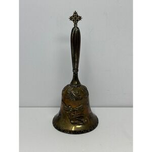 Vintage Godinger Silver Plate Christmas Bell Angel Snowflake Finial handle 8.5"
